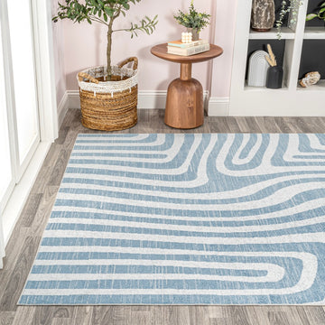 Maze Abstract Two-Tone Low-Pile Machine-Washable Area Rug